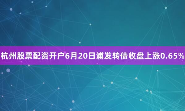 杭州股票配资开户6月20日浦发转债收盘上涨0.65%